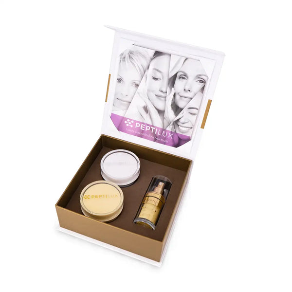 Peptilux LUXSET004 Luxury Skin Care Set – 3-teiliges Anti-Aging-Pflegeset für Tages-, Nacht- & Augenpflege