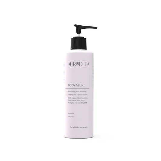 Aurodhea LA02B Körpermilch mit Eselsmilch – 260 ml, beruhigende Pflege für empfindliche & trockene Haut mit Sheabutter & Aloe Vera