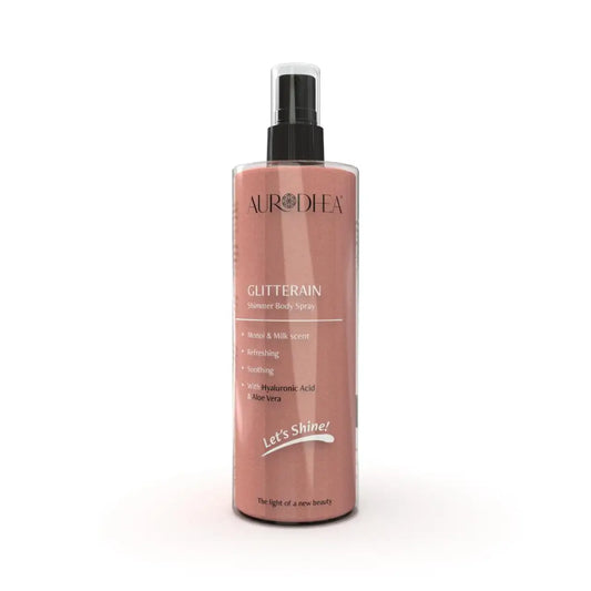 Aurodhea SOL21 Glitterain Body Spray – 150 ml, mit goldenem Schimmer & Monoi-Milch-Duft, pflegend & feuchtigkeitsspendend für strahlende Haut