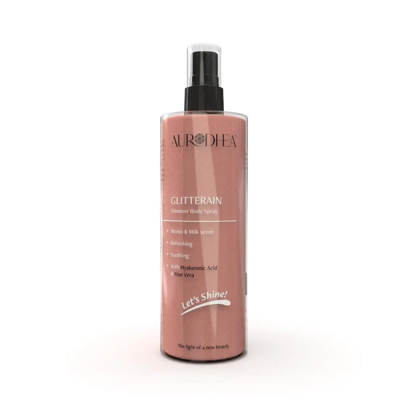 Aurodhea SOL21 Glitterain Body Spray – 150 ml, mit goldenem Schimmer & Monoi-Milch-Duft, pflegend & feuchtigkeitsspendend für strahlende Haut